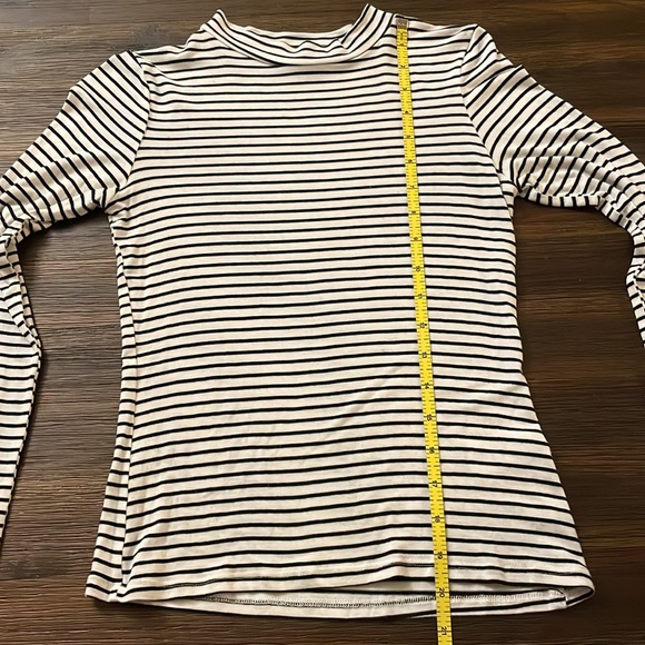 Lulu’s Anything is Posh-ible White Striped Mock Neck Long Sleeve Top Small - Picture 6 of 7
